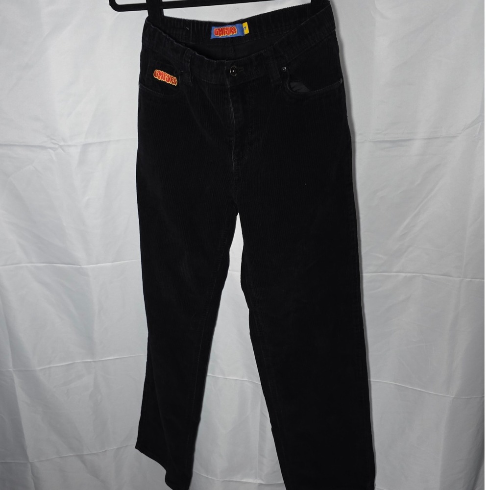 Emprye Black Corduroy Pants‎ Relaxed Fit Embroidered Logo Casual Wear Size 27